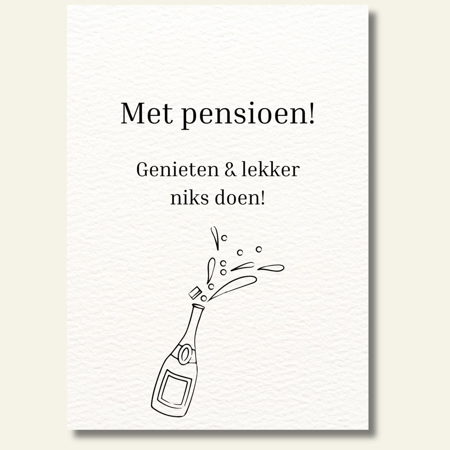 Met pensioen kaartje champagne