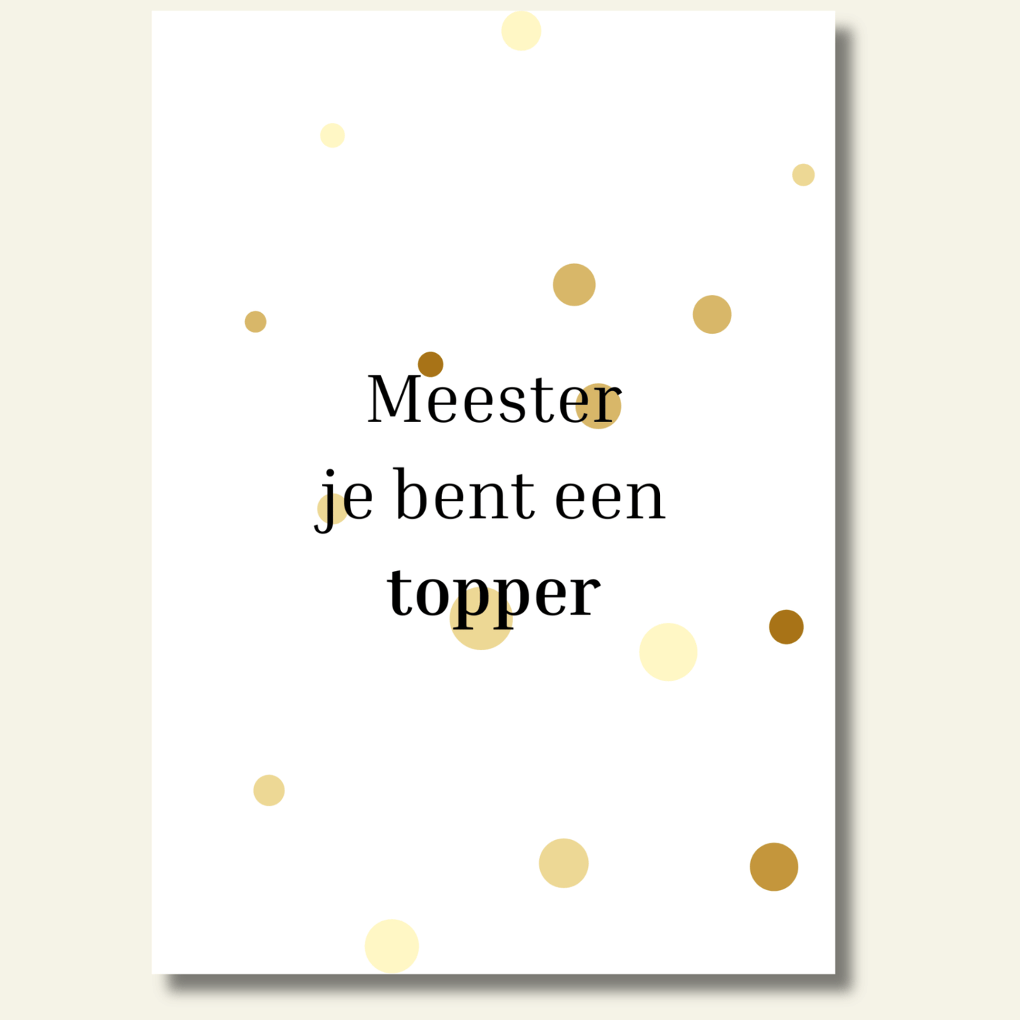 Meester je bent een topper kaartje
