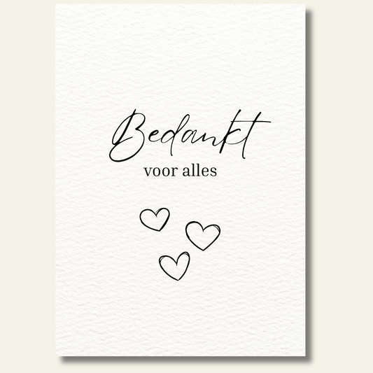 Bedankt voor alles kaartje