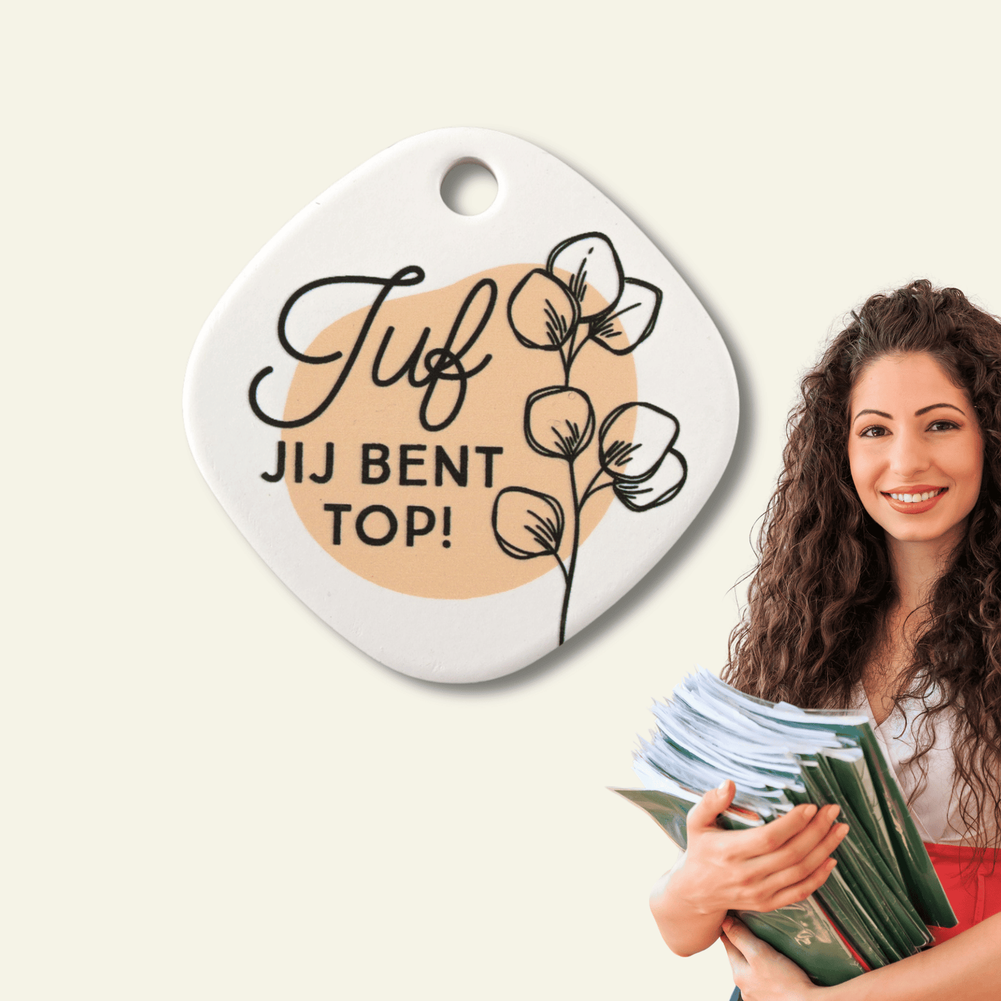 LAATSTE STUKS | Keramieken Magneet Juf | een klein cadeautje met een grote glimlach