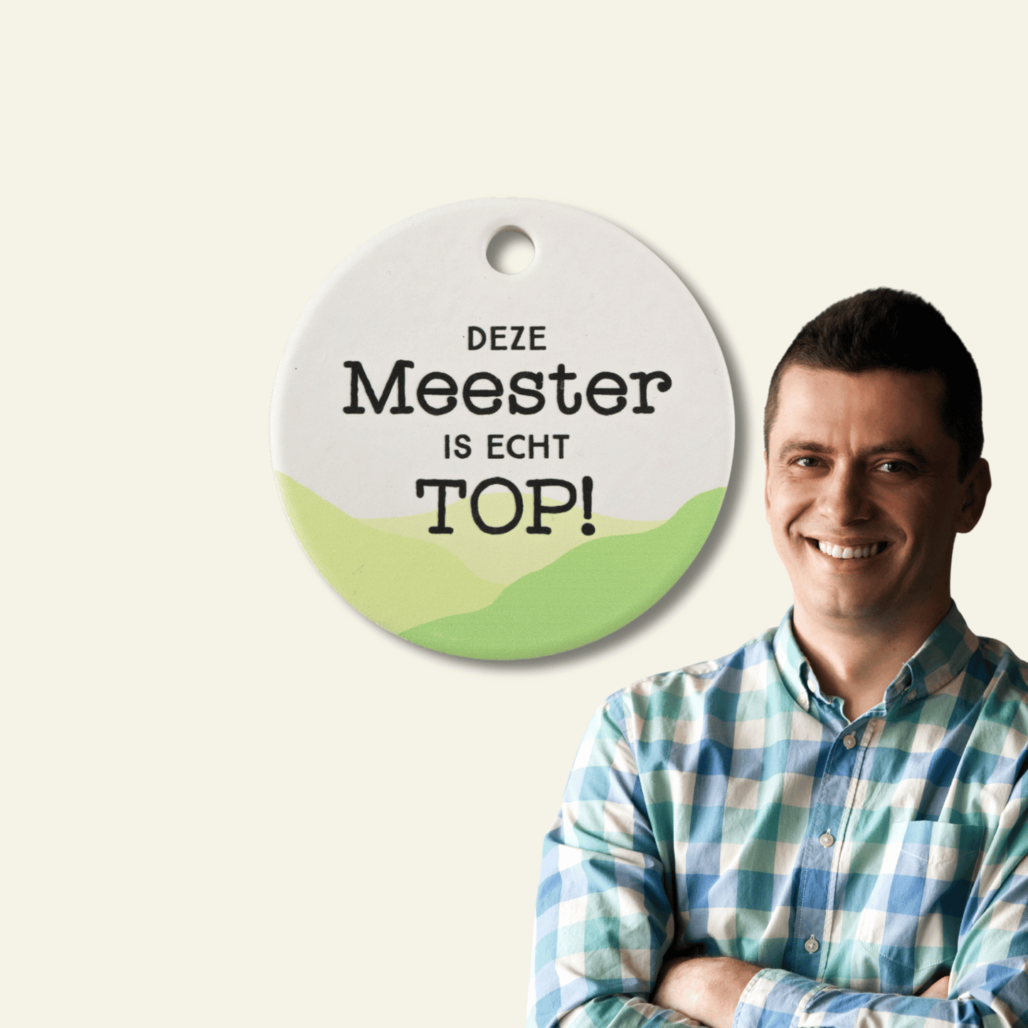 LAATSTE STUKS | Keramieken Magneet Meester | een klein cadeautje met grote betekenis