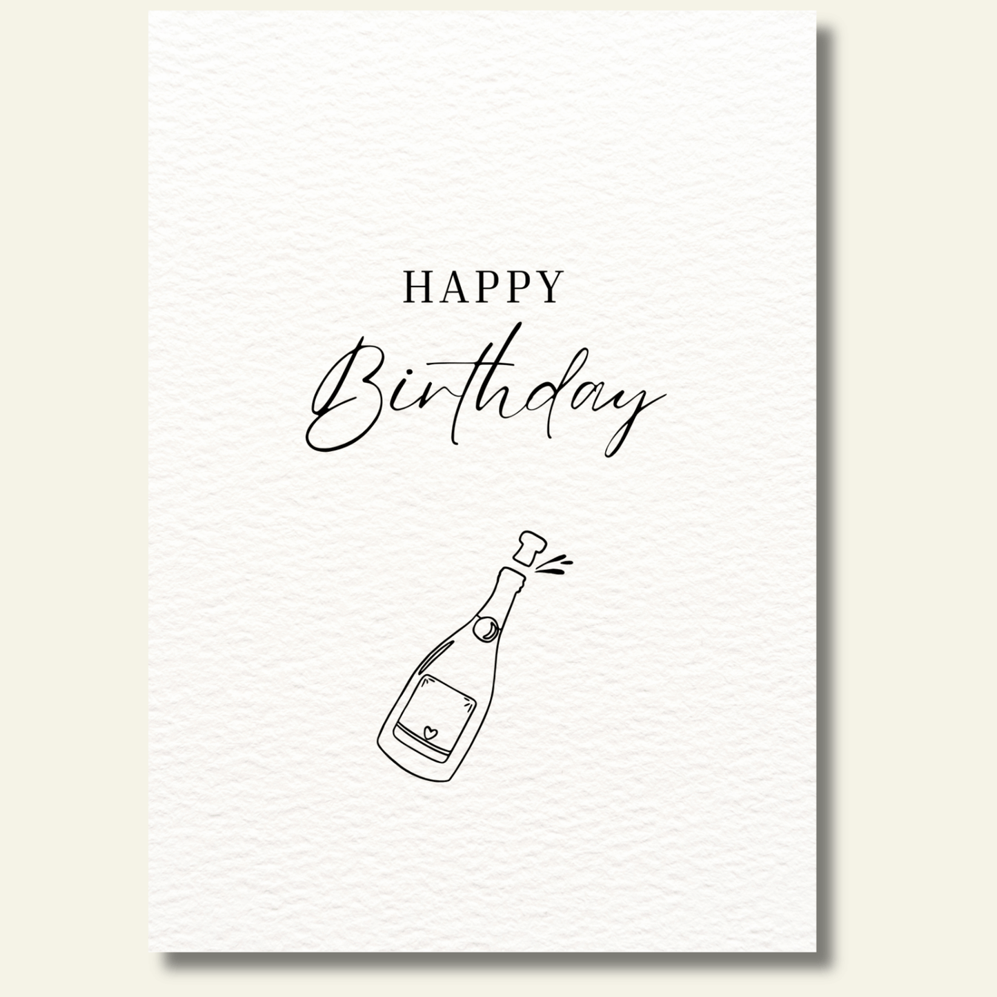 Happy Birthday kaartje champagne