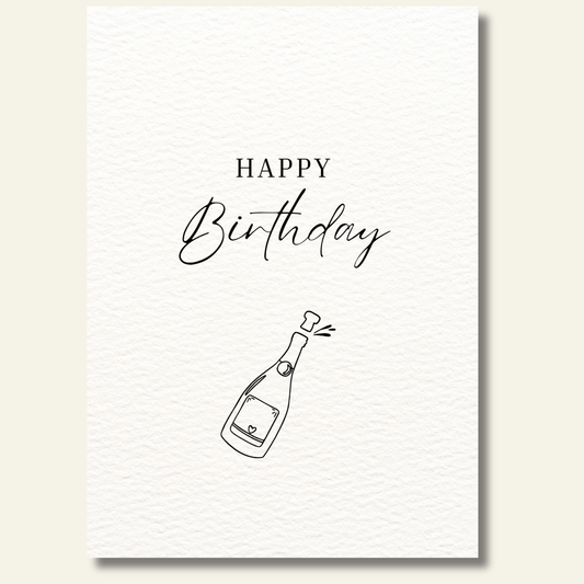 Happy Birthday kaartje champagne