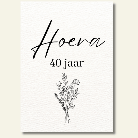 Hoera xx jaar kaartje bloemen
