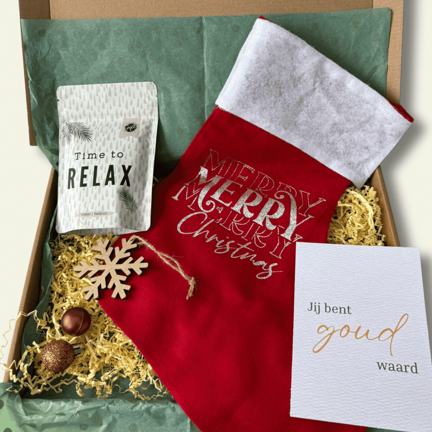 Brievenbuscadeau ‘Jij bent goud waard’ Kersteditie