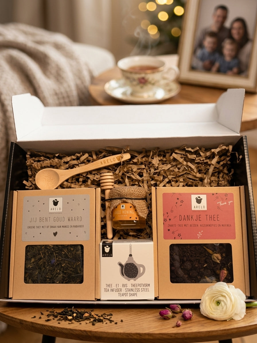 Jij bent goud waard | Warme Dank je thee cadeaubox