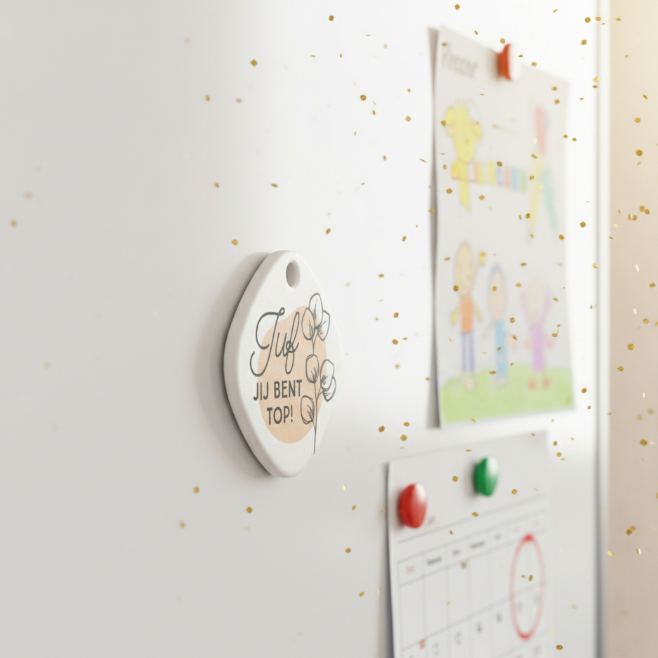 LAATSTE STUKS | Keramieken Magneet Juf | een klein cadeautje met een grote glimlach