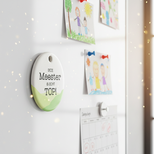 LAATSTE STUKS | Keramieken Magneet Meester | een klein cadeautje met grote betekenis