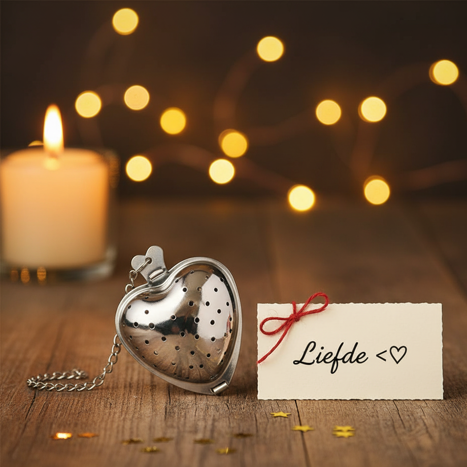 Thee-ei hartvorm met uitlekschaaltje