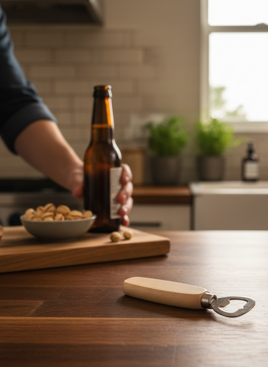 Houten flesopener gepersonaliseerd